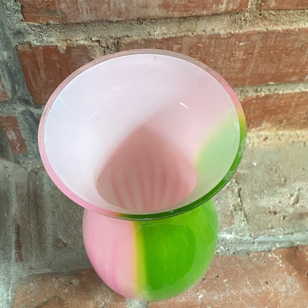 Pink and Green Glass Vase - Picture 5 of 6
